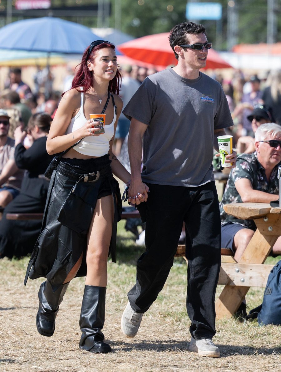 Glastonbury Festival 2024 Dua Lipa and Callum Turner