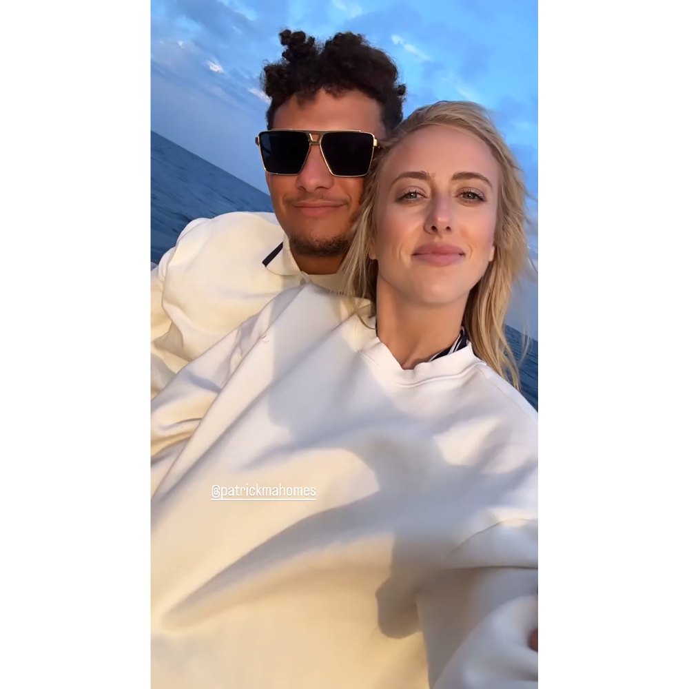 Patrick Mahomes Kisses Wife Brittany Mahomes on the Cheek During Romantic Boat Ride in Portugal