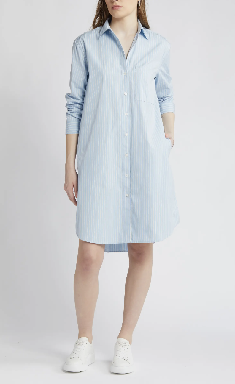 Nordstrom Stripe Long Sleeve Cotton Shirtdress