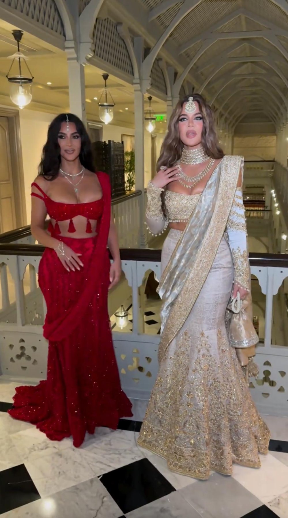 Kim and Khloe Kardashian Rock traditional Indian outfits at Ambani wedding