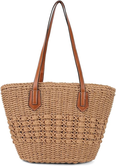 zippered straw tote