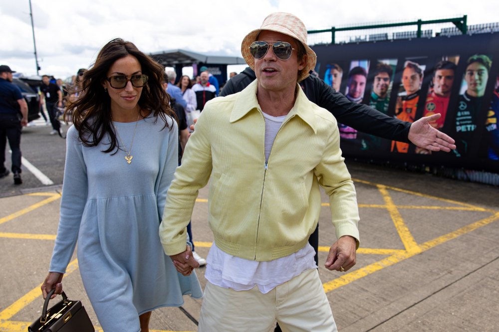 Brad Pitt and Girlfriend Ines de Ramon Hold Hands at British Grand Prix