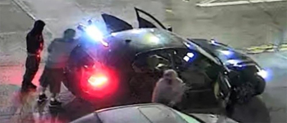 LAPD has released these images of suspects and a vehicle connected to the shocking killing of beloved 'General Hospital' actor Johnny Wactor. Cops put out this call for information over the shooting death of the 37-year-old TV star in downtown Los Angeles on May 25. He was fatally wounded while walking with a coworker toward his parked car early that morning after finishing a bartending shift. Police said the pair encountered a crew of people trying steal the catalytic converter from Wactor's car, and one of them shot Wactor as he approached. He was rushed to hospital where he was pronounced dead. No arrests have been made and little has been known about the three suspects until now. The suspected shooter is described as having a tattoo above the left eye and on the right cheek. The newly released images also show a stolen black 2018 Infiniti Q50 sedan, which the suspects fled the scene in. Anybody with information is urged to contact detectives at (213) 996-4143 and (213) 996-4173. 05 Aug 2024 Pictured: suspects. Photo credit: LAPD/MEGA TheMegaAgency.com +1 888 505 6342 (Mega Agency TagID: MEGA1180245_001.jpg) [Photo via Mega Agency]