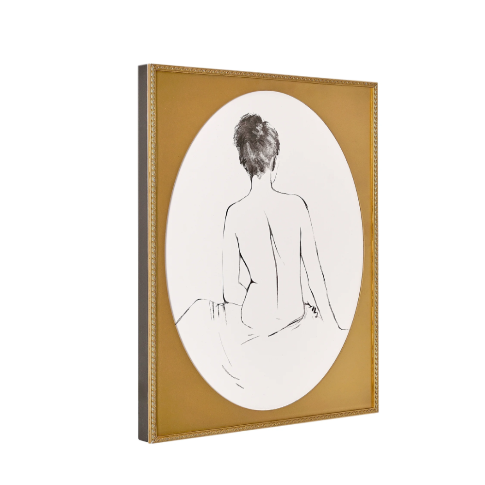 Beautiful by Drew Barrymore Bronze Gold Framed Black Line Sketch Silhouette Wall Art