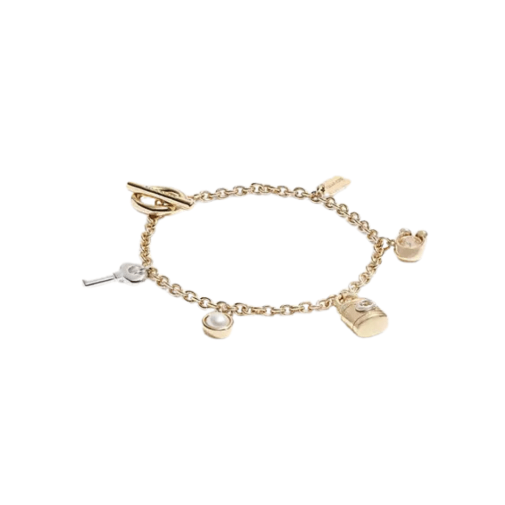 Coach Signature Padlock And Key Charm Bracelet