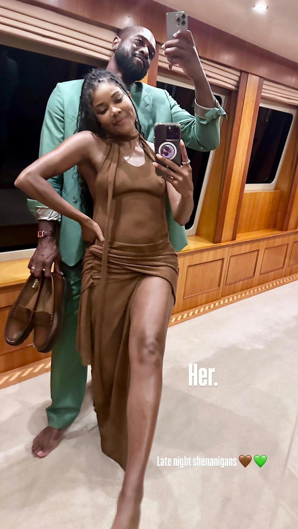 Gabrielle Union Gets Leggy in Completely Sheer Dress With Dwyane Wade