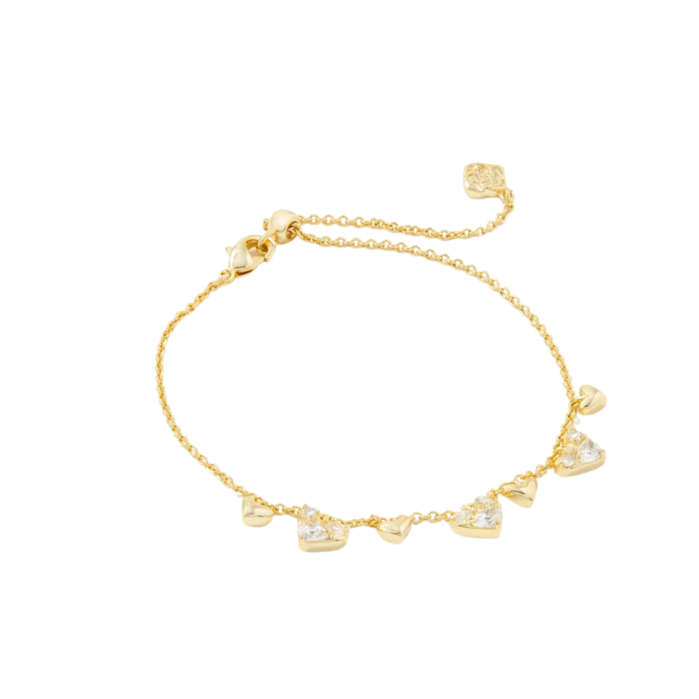 Kendra Scott Haven Gold Heart Crystal Chain Bracelet 