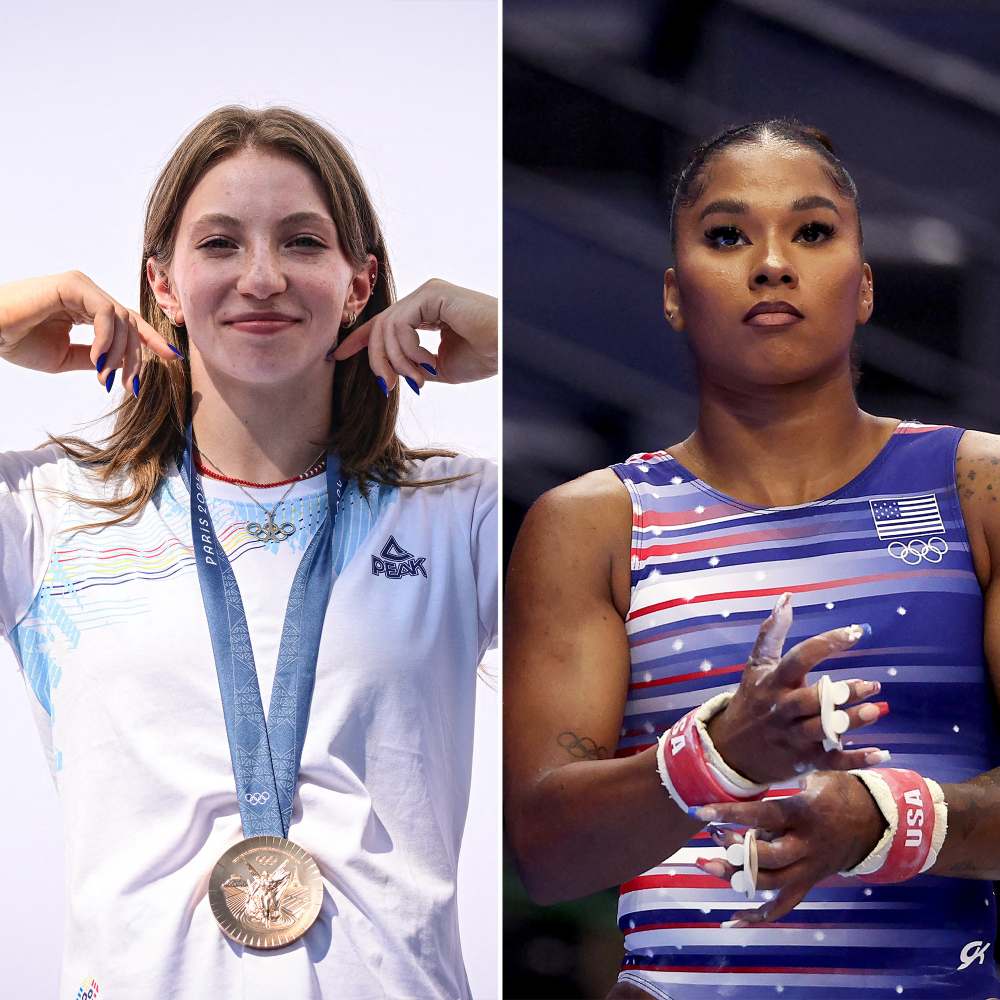 La gimnasta rumana Ana Bărbosu recibe la medalla de bronce de Jordan Chiles