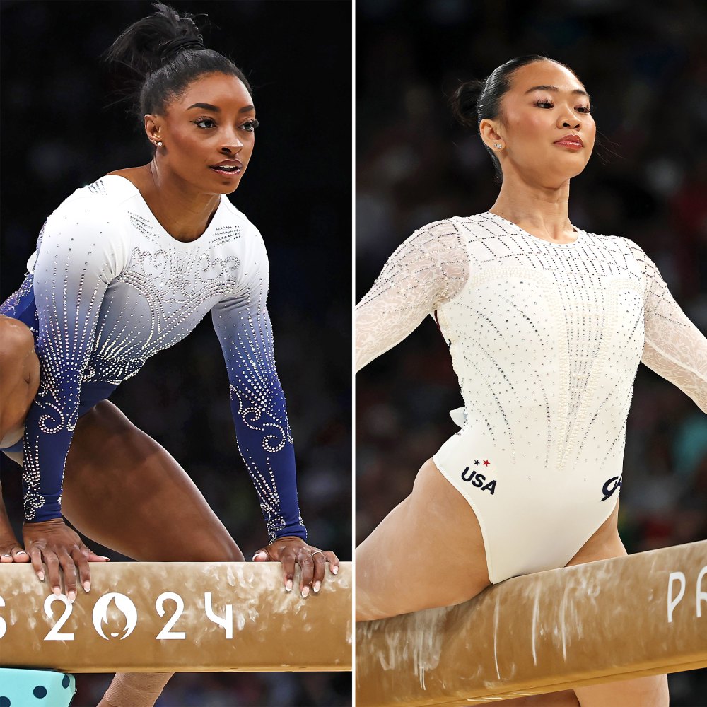 Simone Biles y Suni Lee se caen de la barra de equilibrio durante las finales de los Juegos Olímpicos 2024