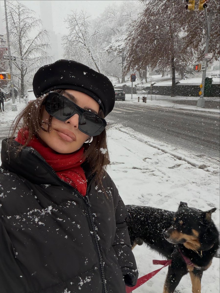 Emily Ratajkowski They Walk the Dog in the Snow Just Like Us