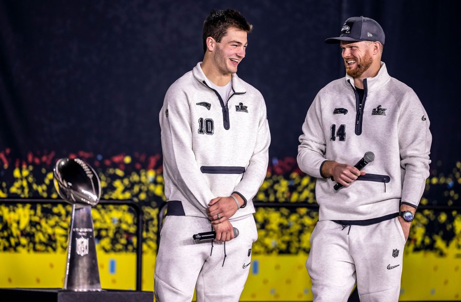 Drake Maye and Sam Darnold Super Bowl 60 Opening Night Hot Pics