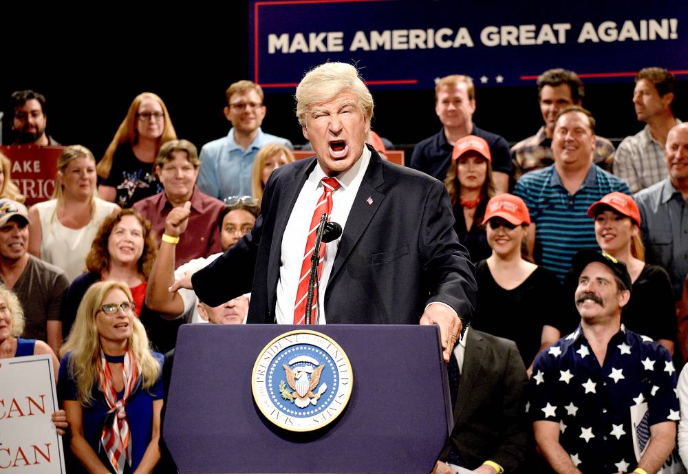 Alec Baldwin as President Donald Trump during a "Trump Phoenix Rally" on August 24, 2017.