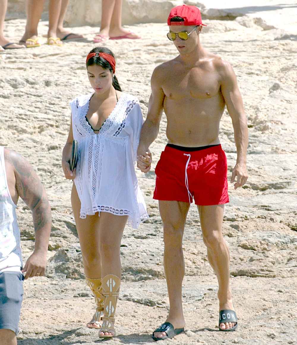 Cristiano Ronaldo and Georgina leaving a restaurant in Formentera on July 11, 2017.