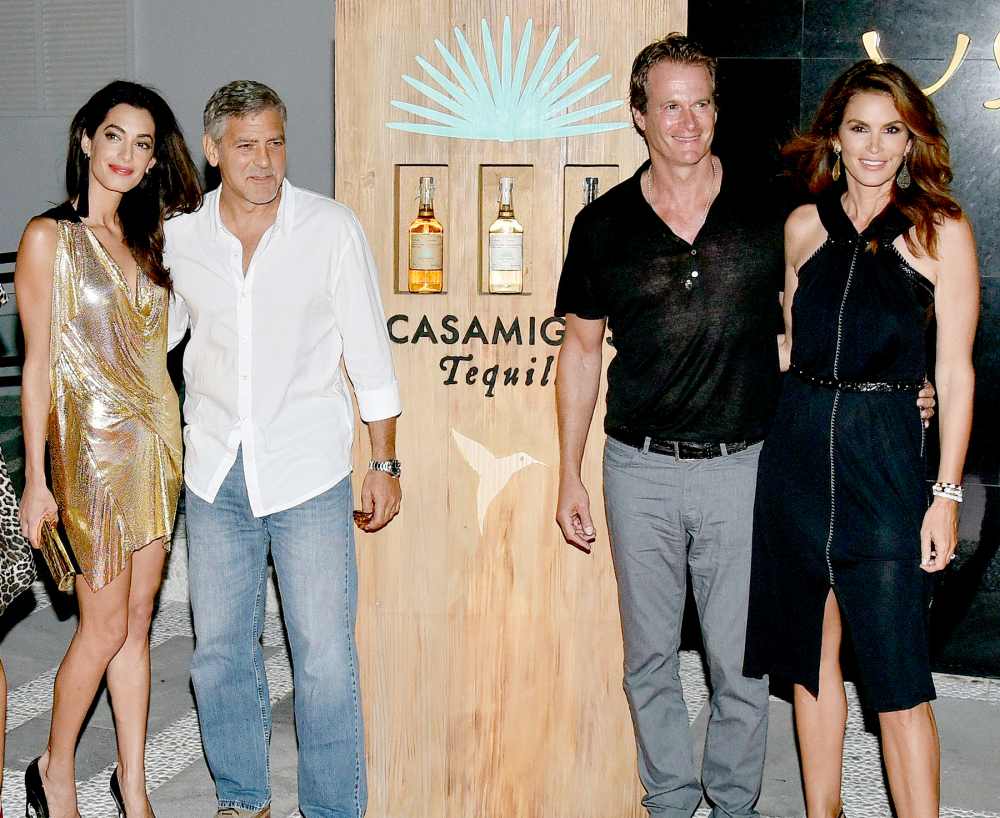Amal Alamuddin, George Clooney, Rande Gerber and Cindy Crawford host the official launch of Casamigos Tequila in Ibiza, at Ushuaia Ibiza Beach hotel on August 23, 2015 in Ibiza, Spain.