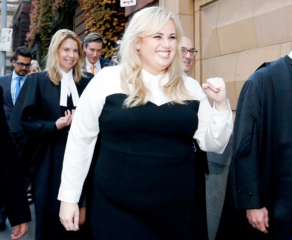 Rebel Wilson pumps her fist at the media on June 15, 2017 in Melbourne, Australia.